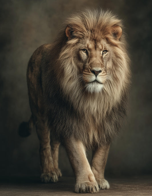 Lion — Realistic Art, Midnight Hues Digital Wall Art, 3 Sizes Included, Living Room Decor