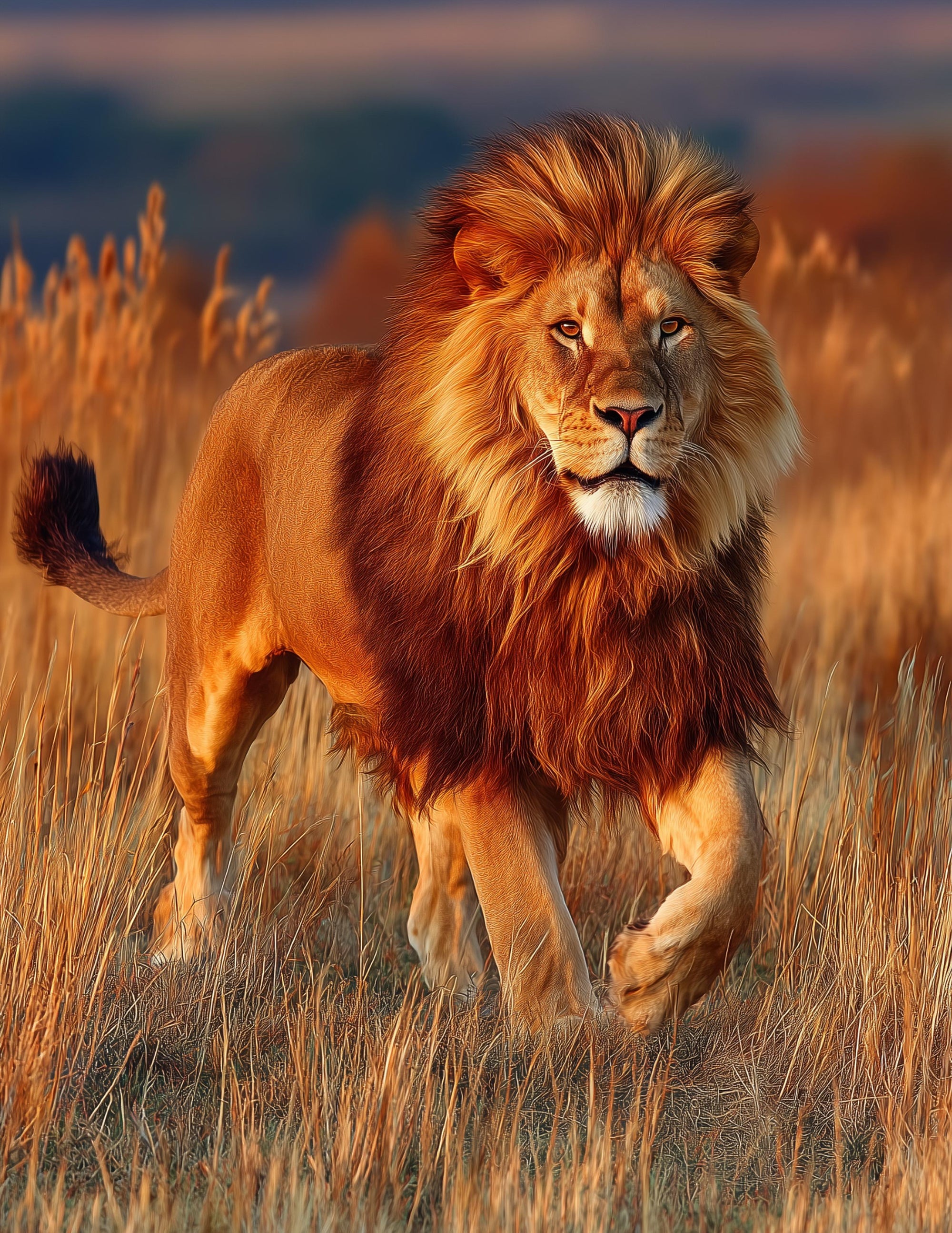 Lion — Realistic Art, Sapphire Mist Digital Wall Art, 3 Sizes Included, Living Room Decor