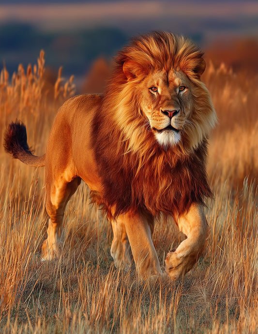 Lion — Realistic Art, Sapphire Mist Digital Wall Art, 3 Sizes Included, Living Room Decor