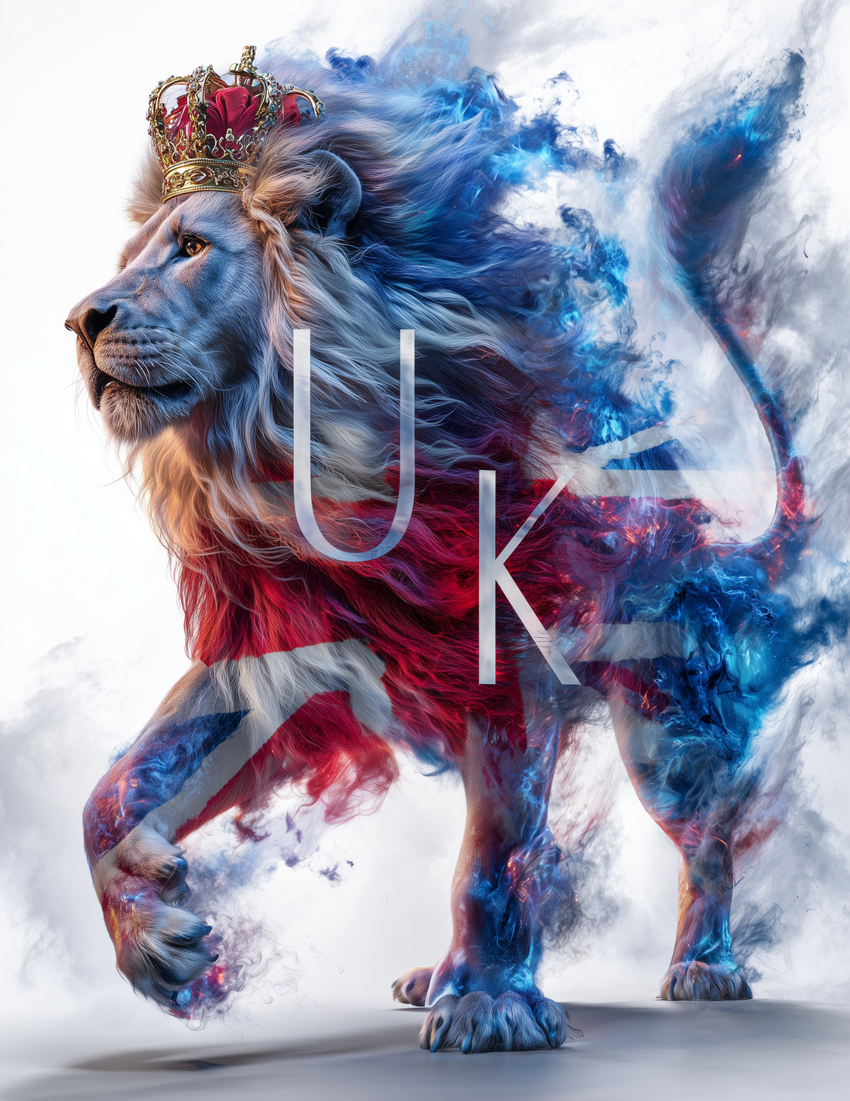 Lion — Double Exposure Personalized Art, Bold Tones Digital Wall Art, 3 Sizes Included, Living Room Decor