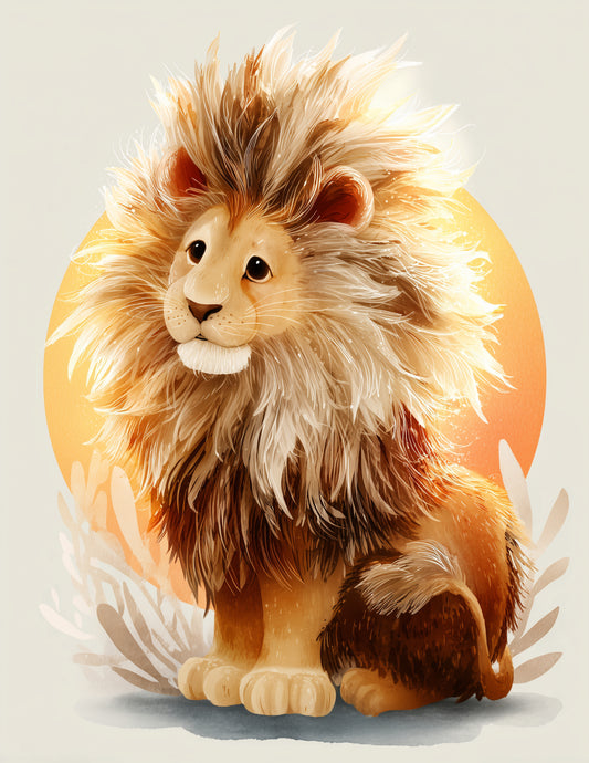 Lion — Nursery Art, Golden Mane Digital Wall Art, 3 Sizes Included, Nursery Decor