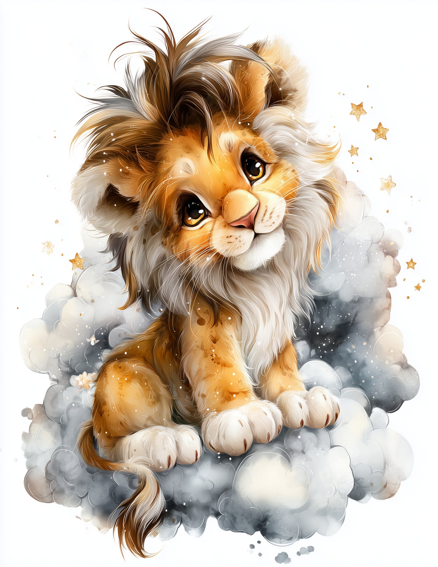 Lion — Nursery Art, Moonlight Digital Wall Art, 3 Sizes Included, Nursery Decor