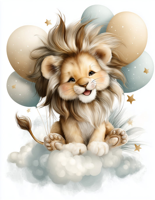 Lion — Nursery Art, Soft Pastels Digital Wall Art, 3 Sizes Included, Nursery Decor