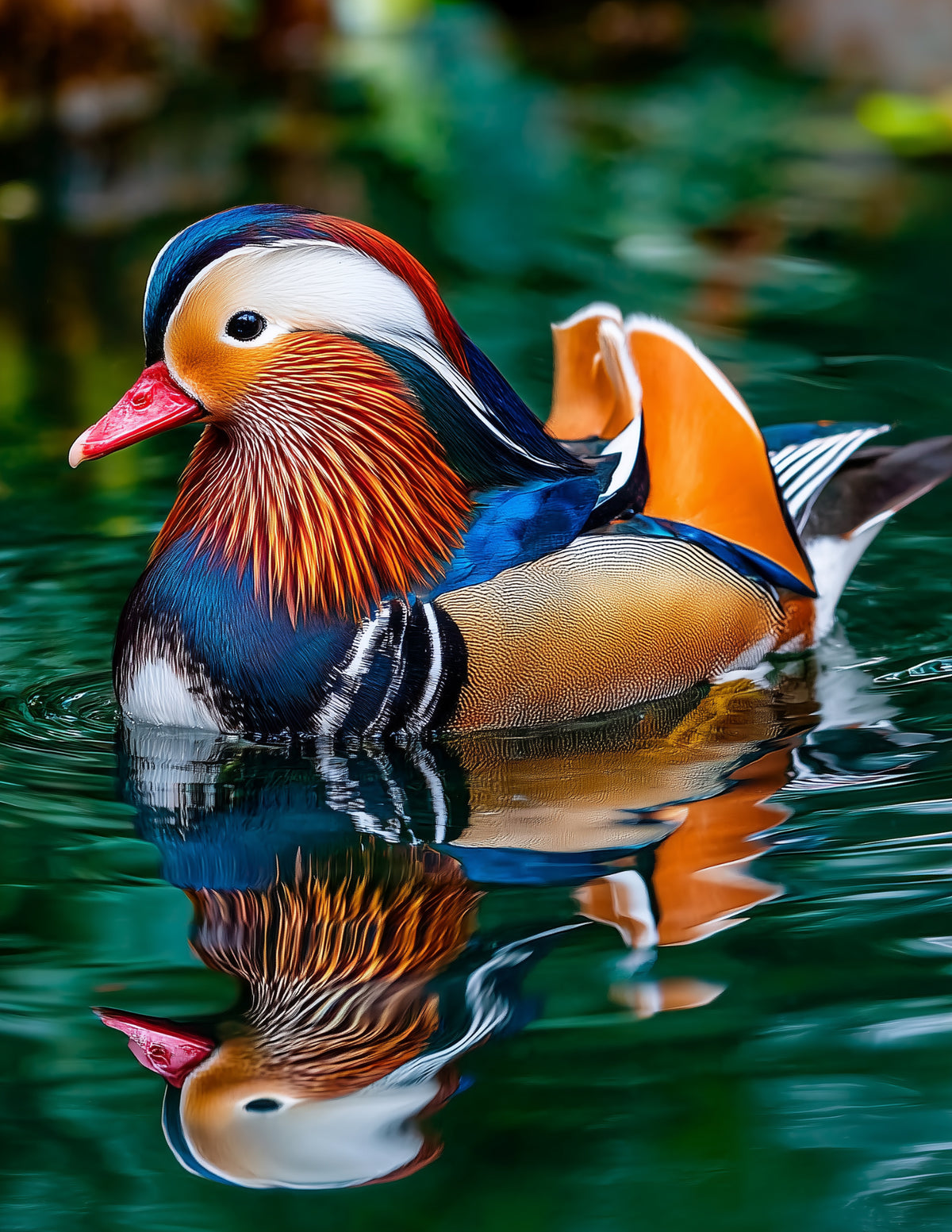 Mandarin Duck — Realistic Art, Calm Reflections Digital Wall Art, 3 Sizes Included, Living Room Decor