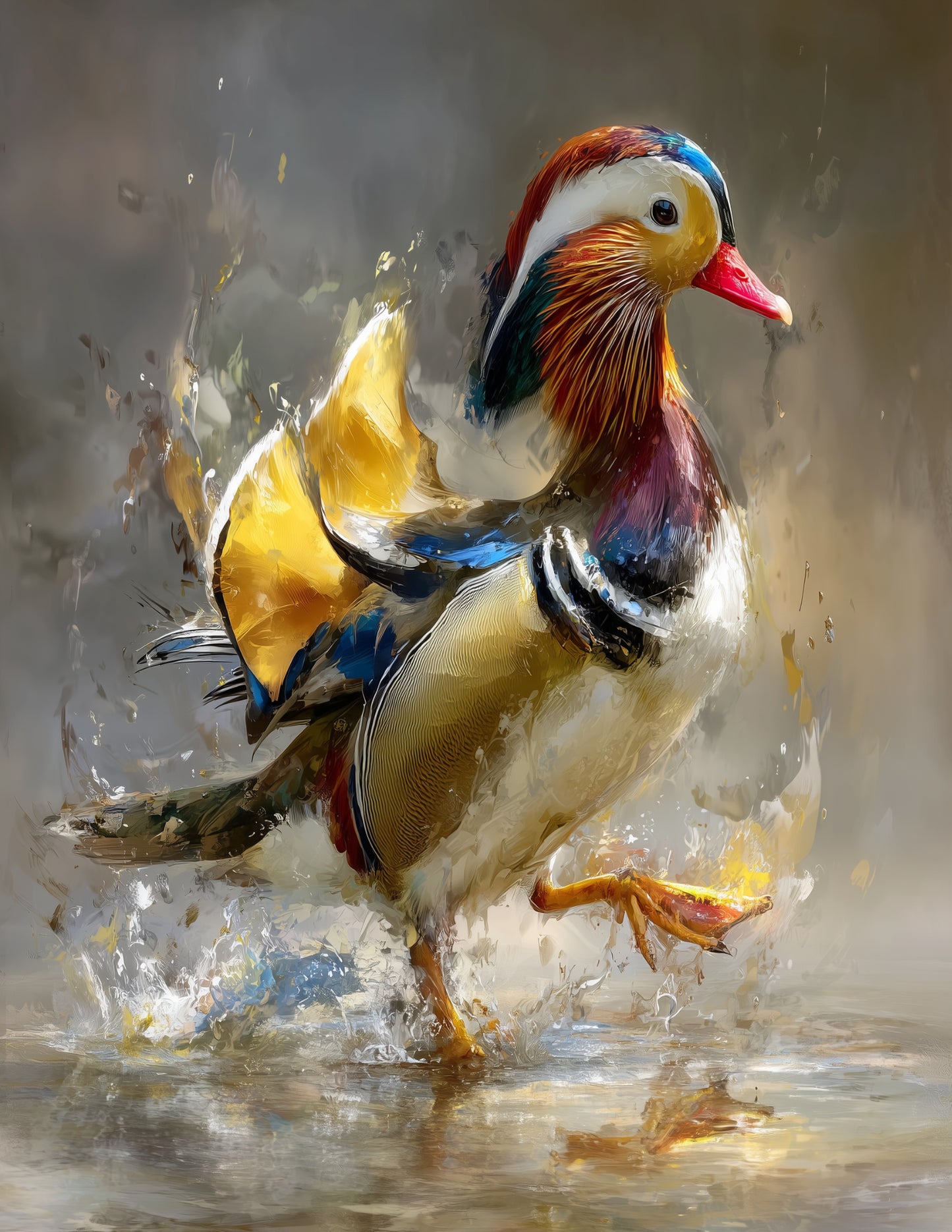 Mandarin Duck — Watercolor Art, Autumn Hues Digital Wall Art, 3 Sizes Included, Living Room Decor