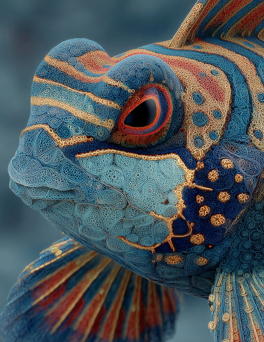 Mandarinfish — Fractal Filigree Art, Vibrant Palette Digital Wall Art, 3 Sizes Included, Living Room Decor