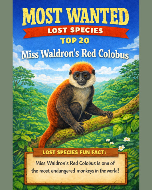 Miss Waldron’s Red Colobus — Lost Species Art, Most Wanted Top 20, 3 Sizes Included, Living Room Decor