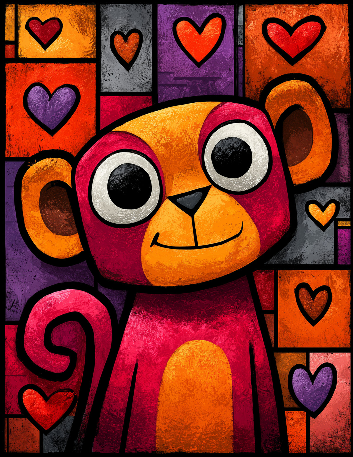 Monkey — Cute Cartoon Art, Dreamy Hues Digital Wall Art, 3 Sizes Included, Nursery Decor