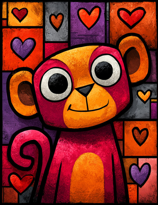 Monkey — Cute Cartoon Art, Dreamy Hues Digital Wall Art, 3 Sizes Included, Nursery Decor