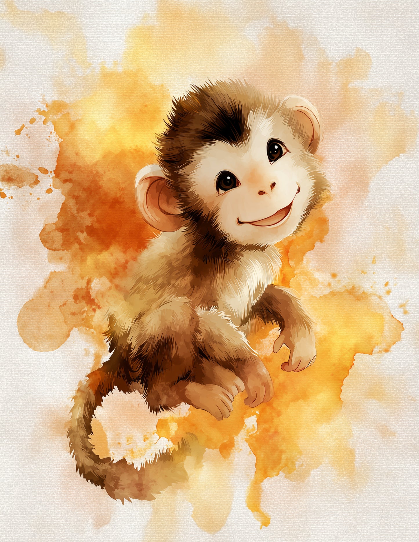 Monkey — Nursery Art, Dreamy Hues Digital Wall Art, 3 Sizes Included, Nursery Decor
