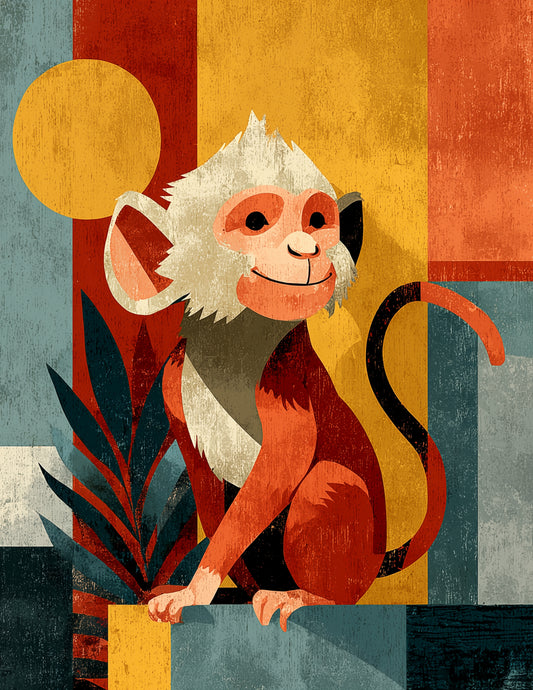 Monkey — Nursery Art, Gentle Palette Digital Wall Art, 3 Sizes Included, Nursery Decor