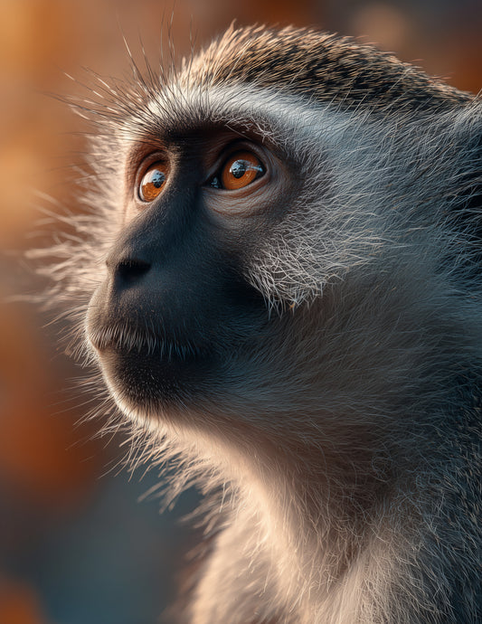 Monkey — Realistic Art, Soft Gradients Digital Wall Art, 3 Sizes Included, Living Room Decor