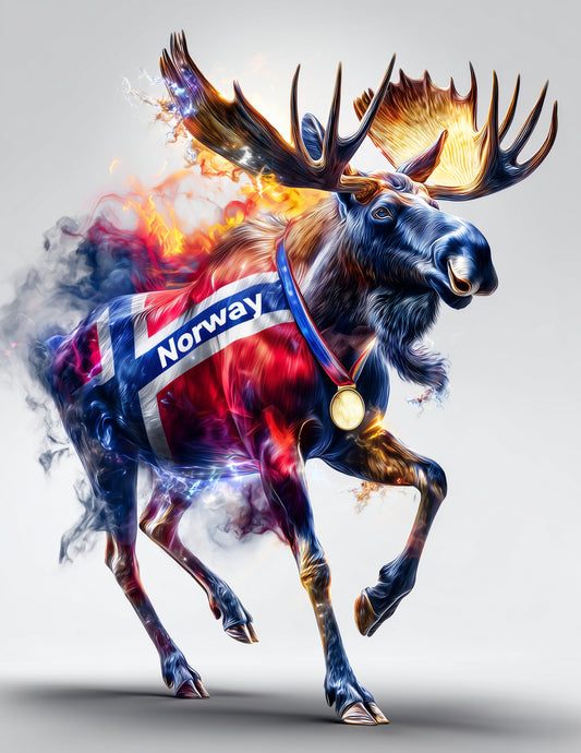 Moose — Double Exposure Personalized Art, Vibrant Palette Digital Wall Art, 3 Sizes Included, Living Room Decor