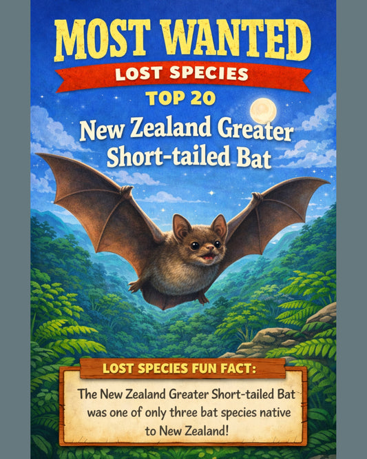 New Zealand Greater Short-tailed Bat — Lost Species Art, Most Wanted Top 20, 3 Sizes Included, Living Room Decor