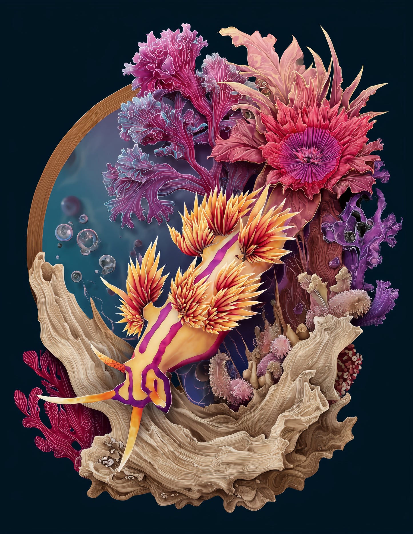 Nudibranch — Boho Art, Amber Bloom Digital Wall Art, 3 Sizes Included, Living Room Decor