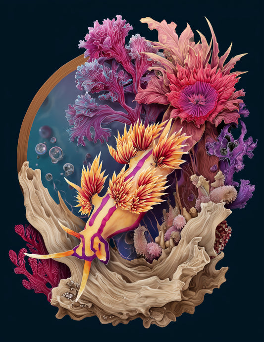 Nudibranch — Boho Art, Amber Bloom Digital Wall Art, 3 Sizes Included, Living Room Decor