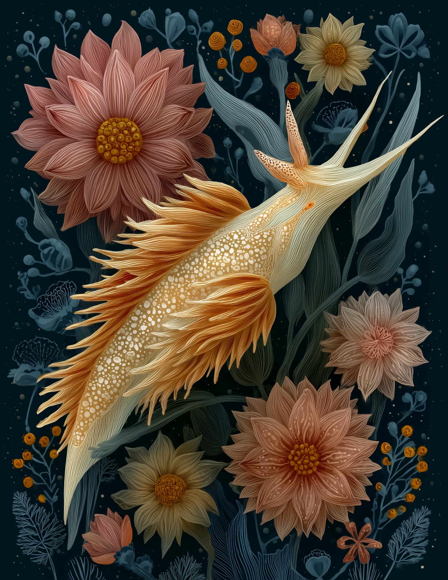 Nudibranch — Boho Art, Balanced Tones Digital Wall Art, 3 Sizes Included, Living Room Decor