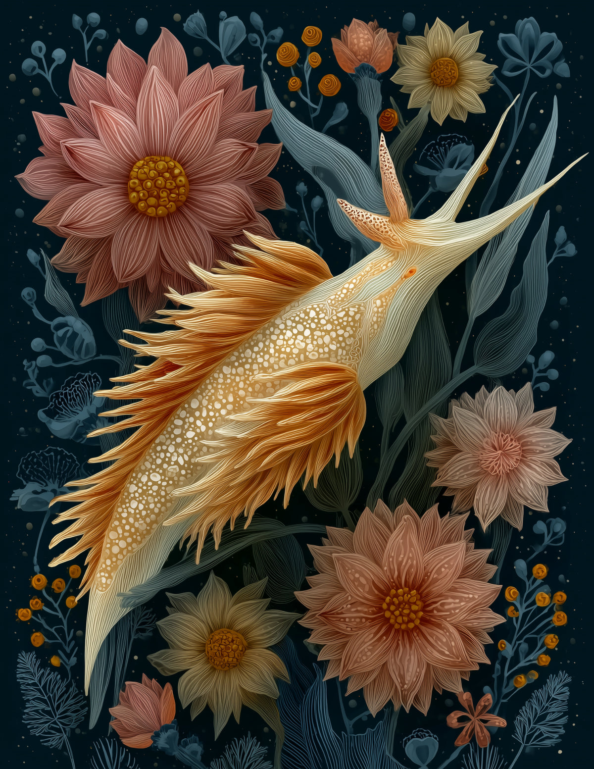 Nudibranch — Boho Art, Balanced Tones Digital Wall Art, 3 Sizes Included, Living Room Decor