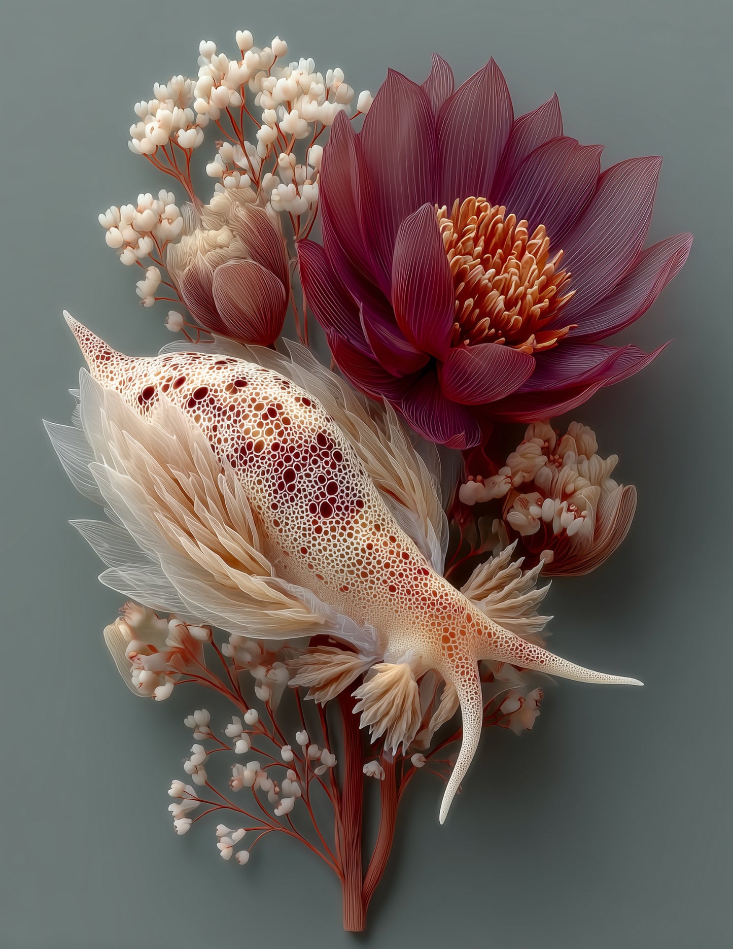 Nudibranch — Boho Art, Coral Hues Digital Wall Art, 3 Sizes Included, Living Room Decor