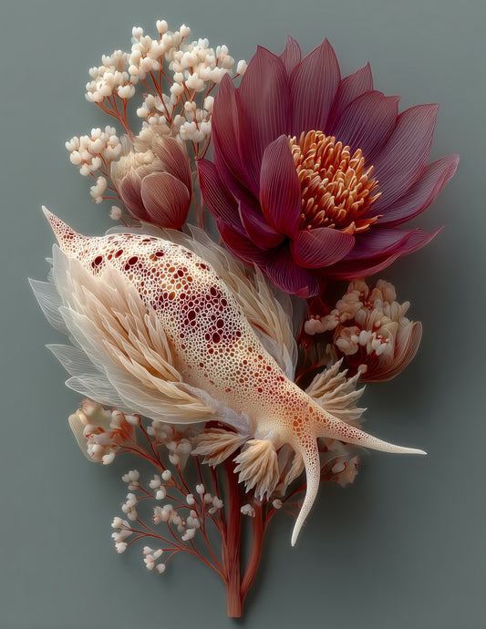 Nudibranch — Boho Art, Coral Hues Digital Wall Art, 3 Sizes Included, Living Room Decor