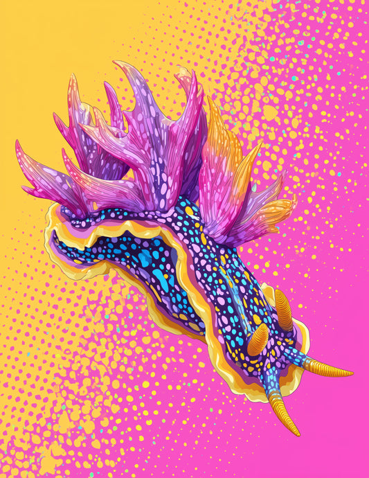 Nudibranch — Pop Art, Emerald Hues Digital Wall Art, 3 Sizes Included, Living Room Decor