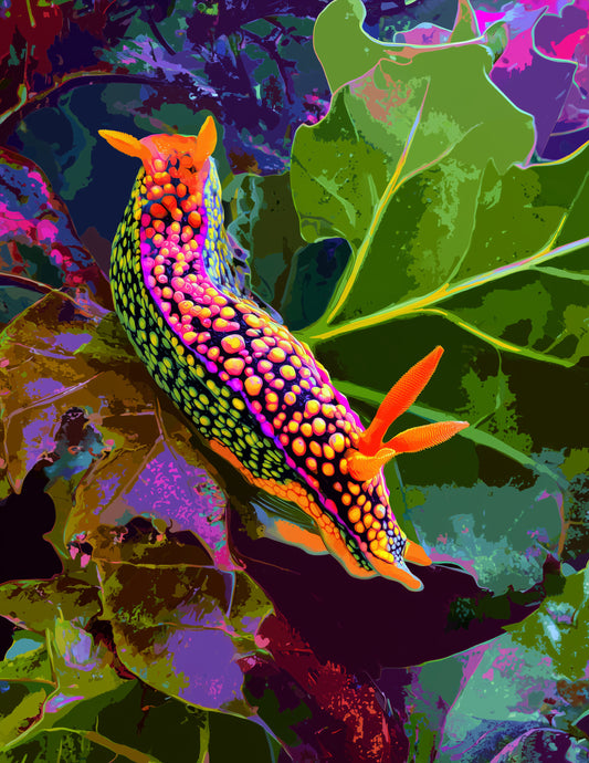 Nudibranch — Pop Art, Midnight Palette Digital Wall Art, 3 Sizes Included, Living Room Decor