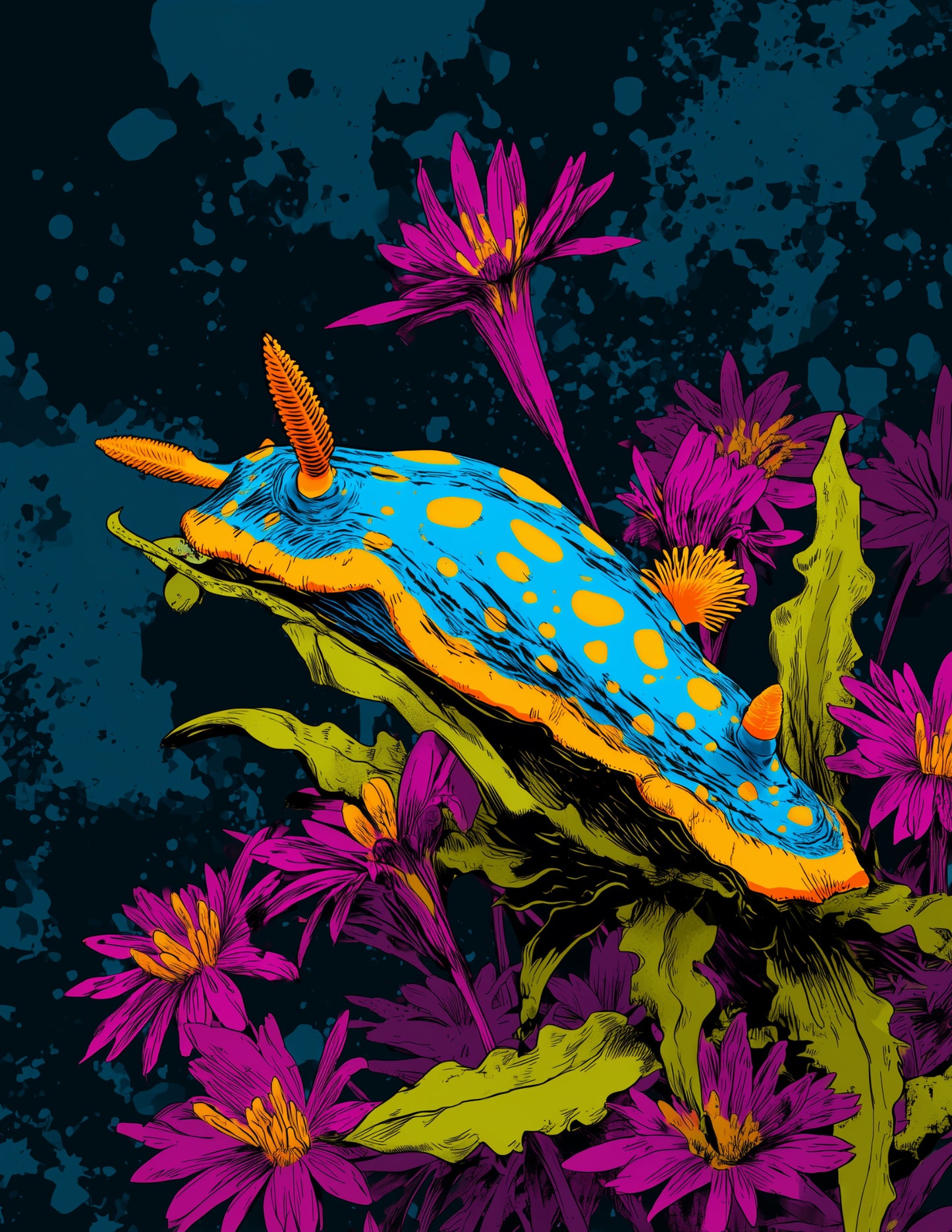 Nudibranch — Pop Art, Serene Gradients Digital Wall Art, 3 Sizes Included, Living Room Decor