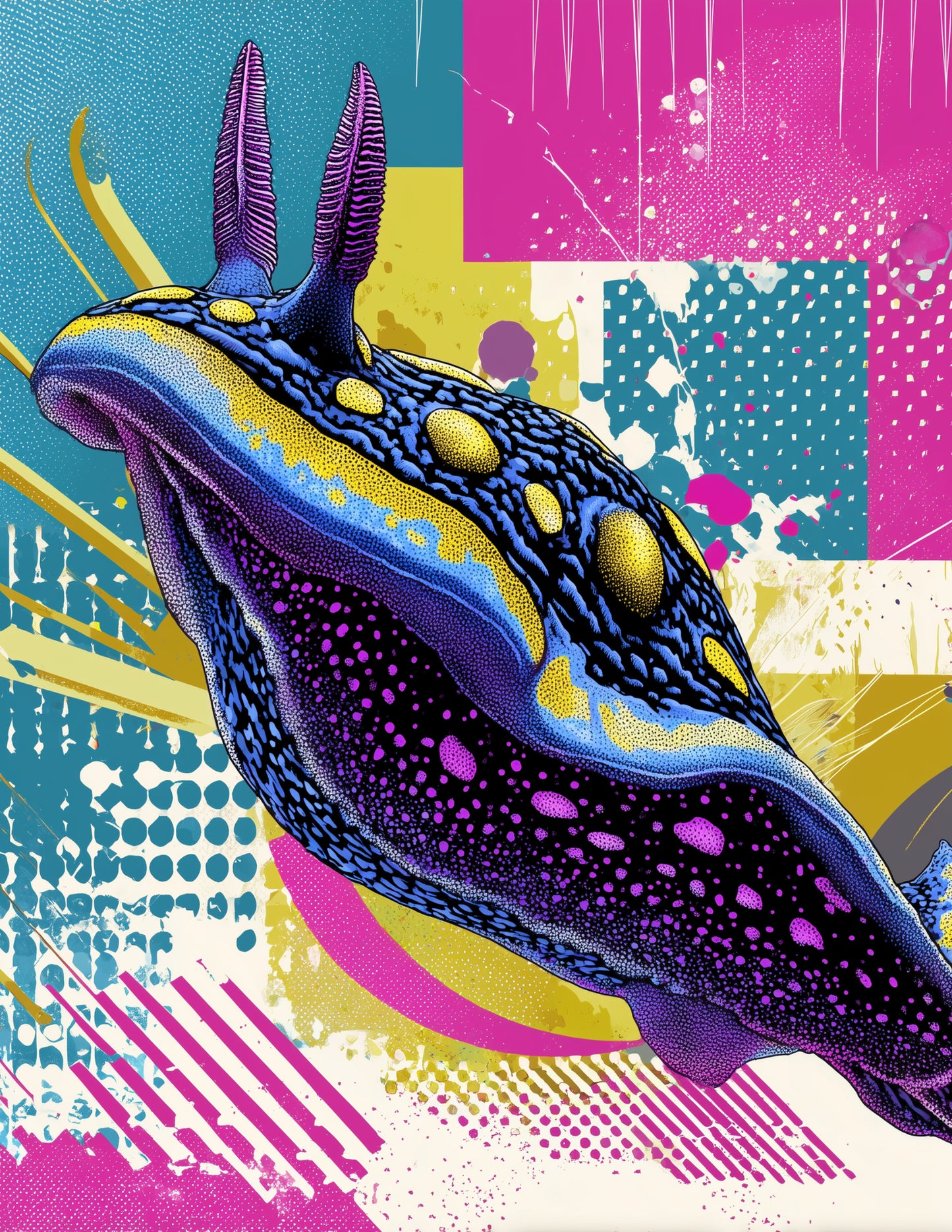 Nudibranch — Pop Art, Sunset Tones Digital Wall Art, 3 Sizes Included, Living Room Decor