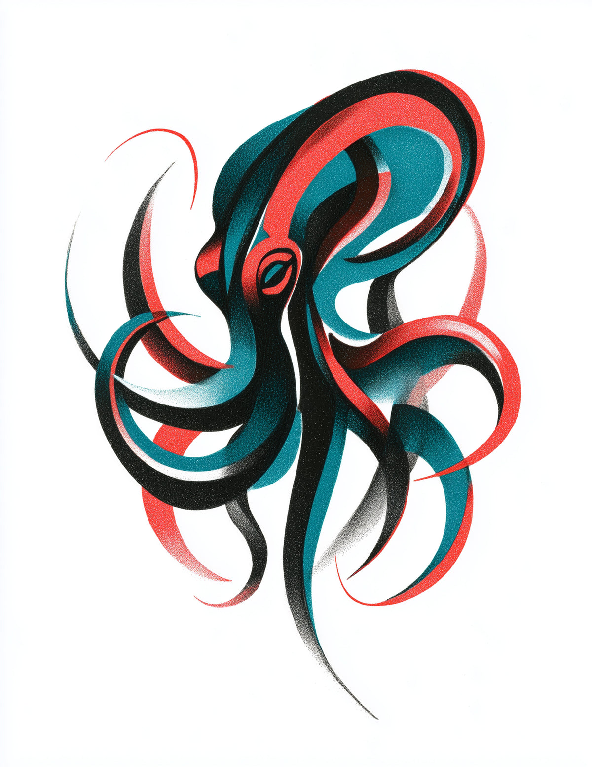 Octopus — Inkflow Art, Animal Gift Digital Wall Art, 3 Sizes Included, Living Room Decor