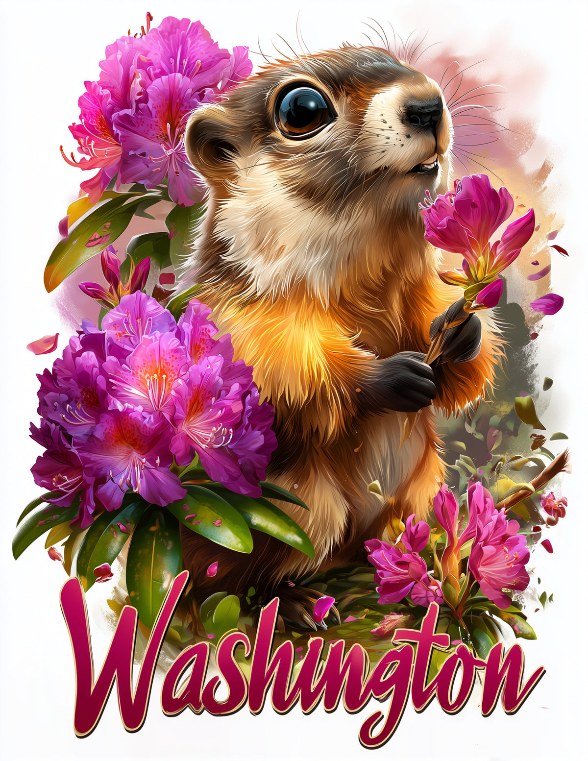 Olympic Marmot Washington — Cute Cartoon Art, Vibrant Palette Digital Wall Art, 3 Sizes Included, Nursery Decor