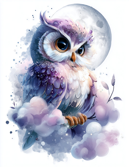 Owl — Nursery Art, Dreamy Hues Digital Wall Art, 3 Sizes Included, Nursery Decor