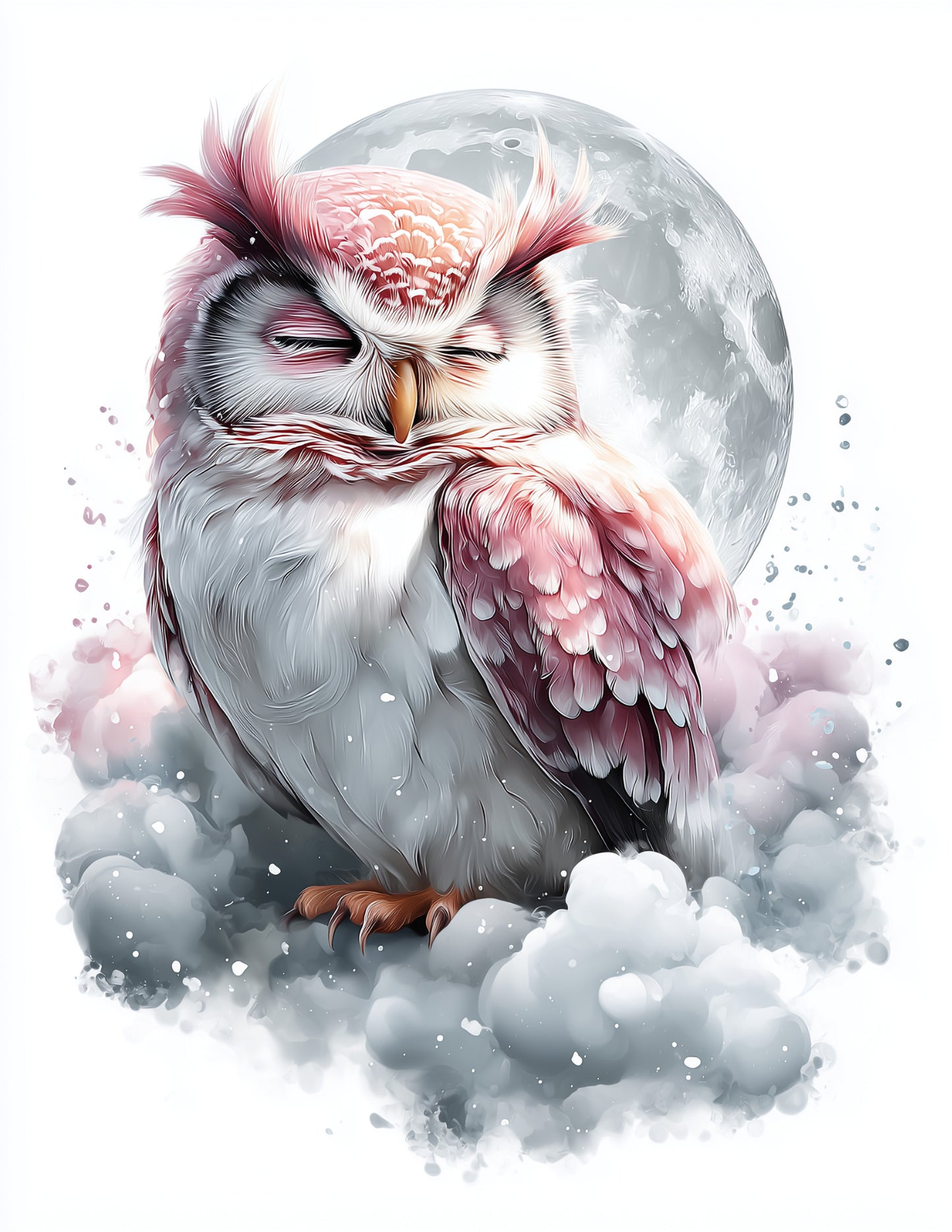 Owl — Nursery Art, Soft Clouds Digital Wall Art, 3 Sizes Included, Nursery Decor