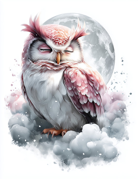 Owl — Nursery Art, Soft Clouds Digital Wall Art, 3 Sizes Included, Nursery Decor