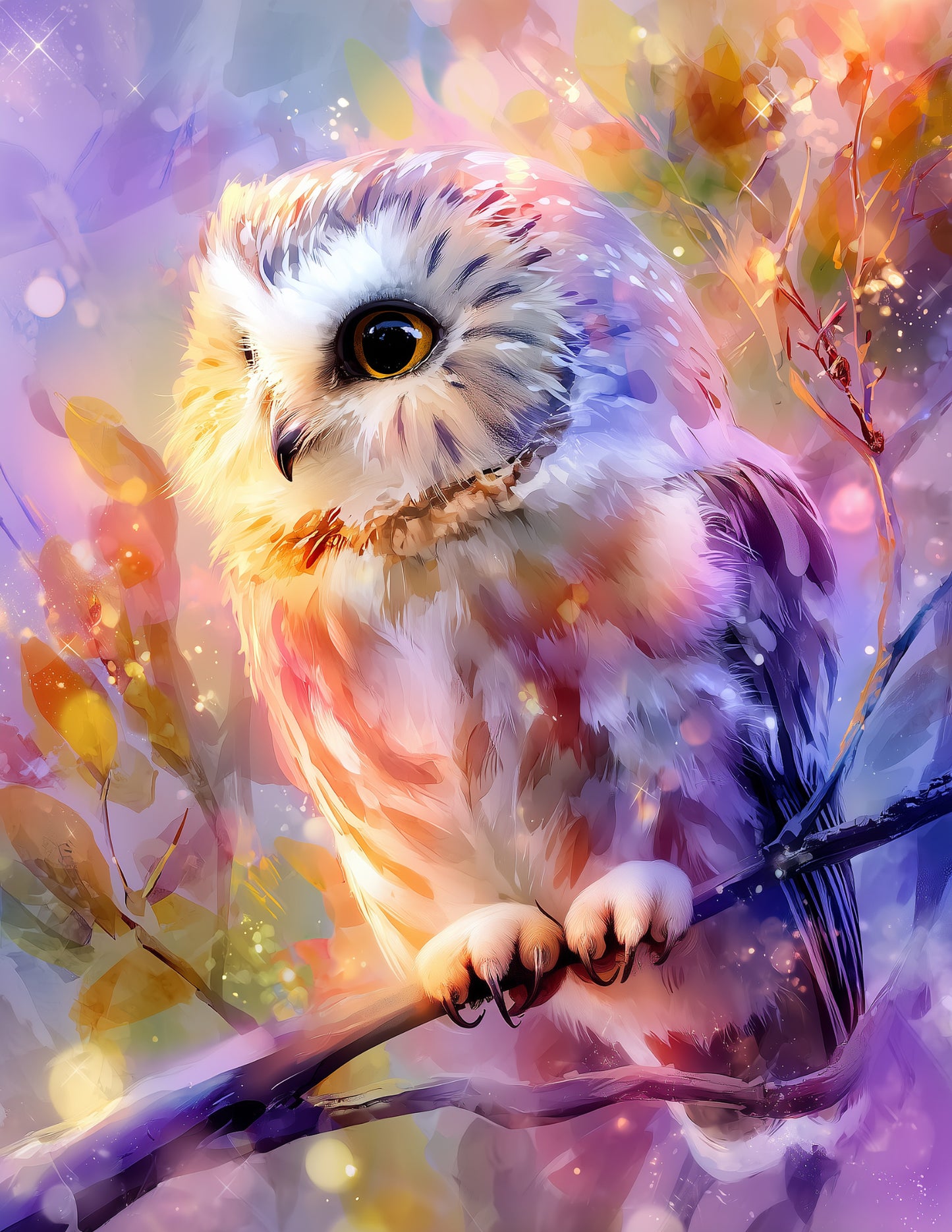 Owl — Nursery Art, Vibrant Colors Digital Wall Art, 3 Sizes Included, Nursery Decor