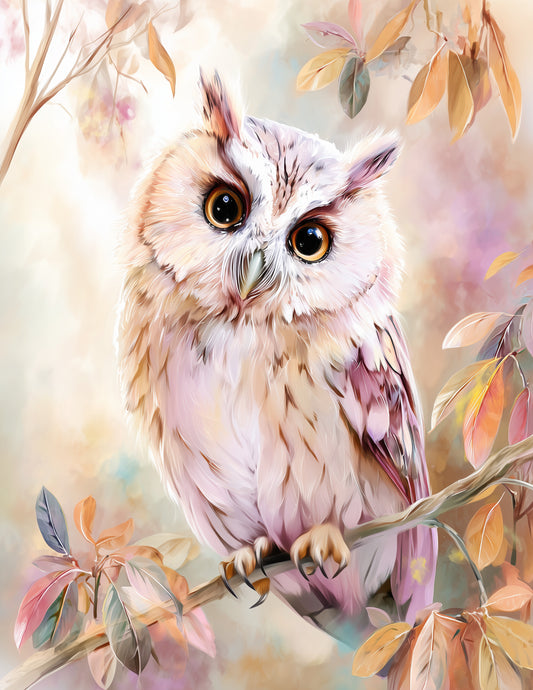 Owl — Nursery Art, Warm Light Digital Wall Art, 3 Sizes Included, Nursery Decor