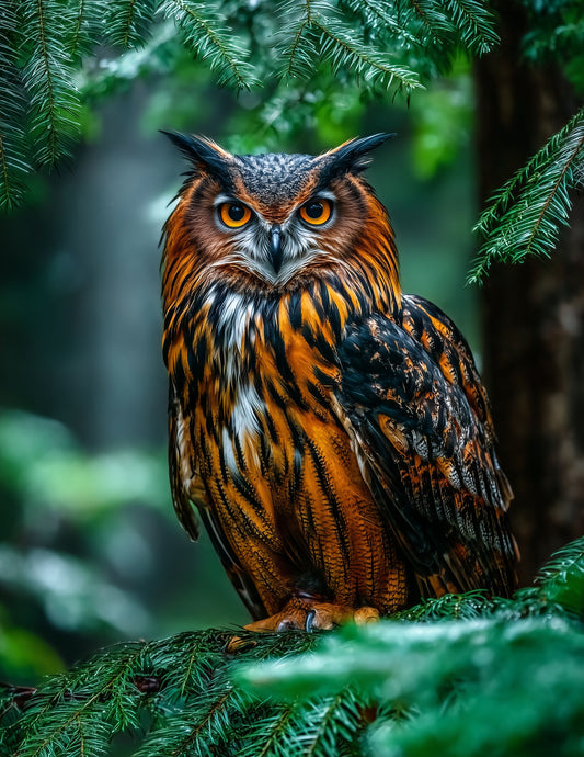 Owl — Realistic Art, Rustic Glow Digital Wall Art, 3 Sizes Included, Living Room Decor