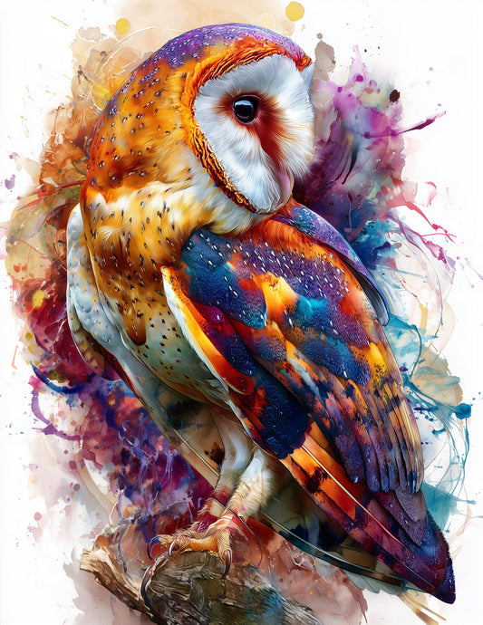 Owl — Watercolor Art, Ember Pastels Digital Wall Art, 3 Sizes Included, Living Room Decor