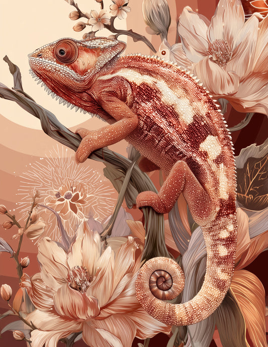 Panther Chameleon — Boho Art, Dreamy Palette Digital Wall Art, 3 Sizes Included, Living Room Decor