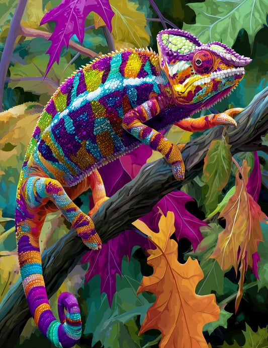 Panther Chameleon — Pop Art, Bold Contrast Digital Wall Art, 3 Sizes Included, Living Room Decor