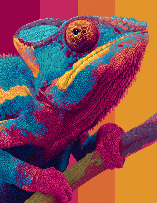 Panther Chameleon — Pop Art, Calm Gradients Digital Wall Art, 3 Sizes Included, Living Room Decor