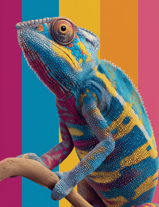 Panther Chameleon — Pop Art, Violet Mist Digital Wall Art, 3 Sizes Included, Living Room Decor
