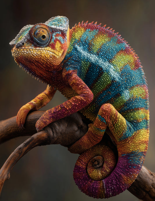 Panther Chameleon — Realistic Art, Bold Contrast Digital Wall Art, 3 Sizes Included, Living Room Decor