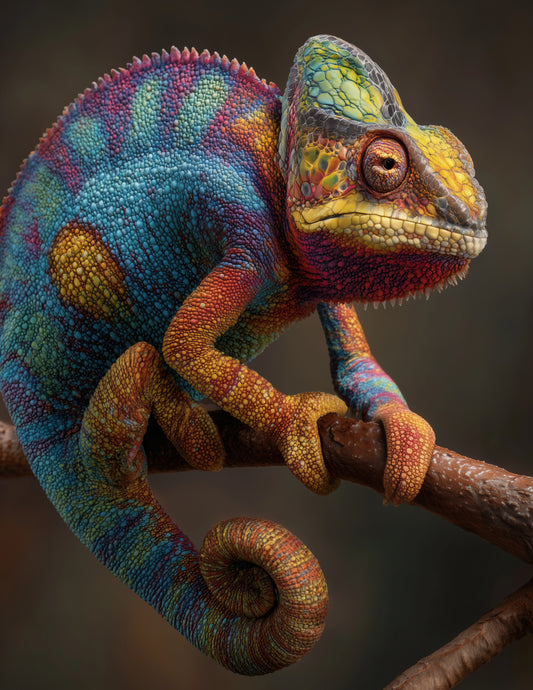 Panther Chameleon — Realistic Art, Forest Hues Digital Wall Art, 3 Sizes Included, Living Room Decor