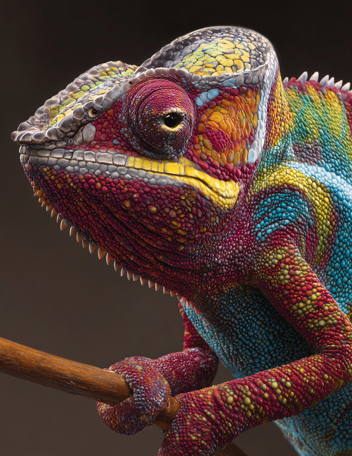 Panther Chameleon — Realistic Art, Vibrant Palette Digital Wall Art, 3 Sizes Included, Living Room Decor