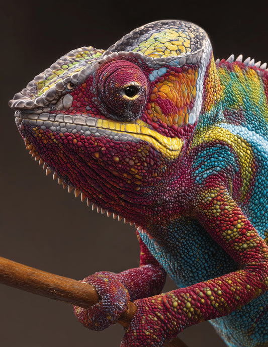 Panther Chameleon — Realistic Art, Vibrant Palette Digital Wall Art, 3 Sizes Included, Living Room Decor