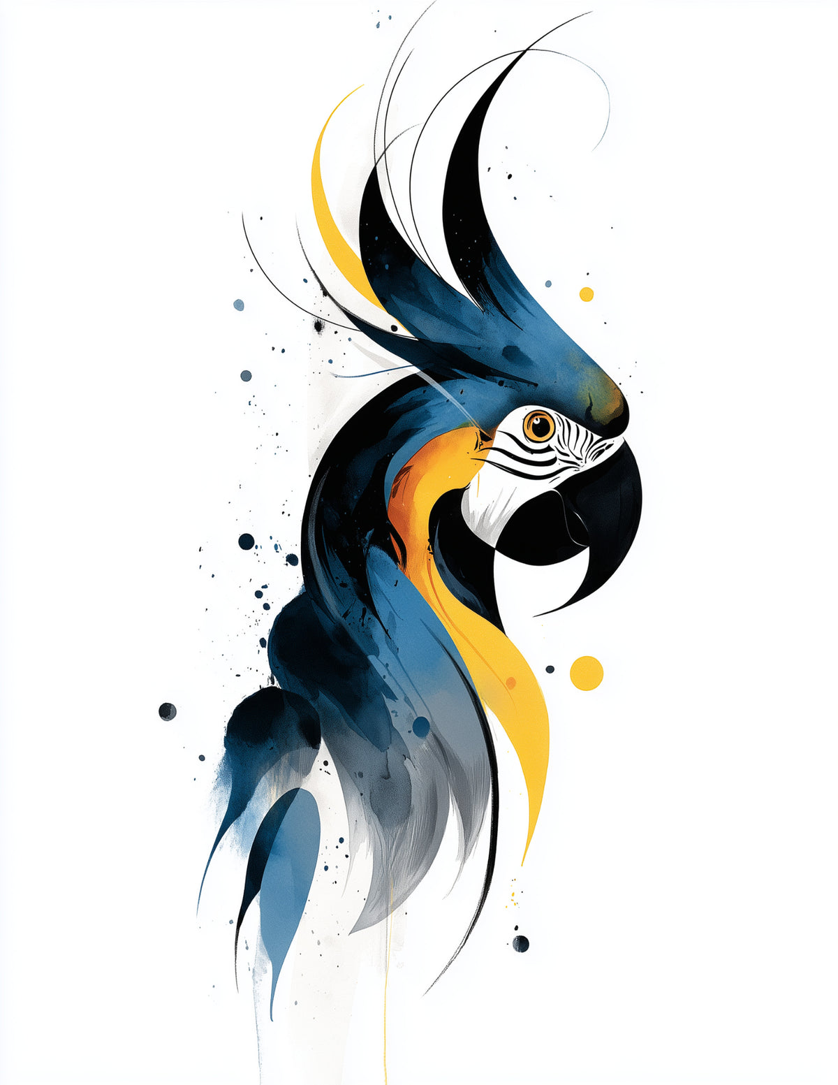 Parrot — Inkflow Art, Vibrant Palette Digital Wall Art, 3 Sizes Included, Living Room Decor