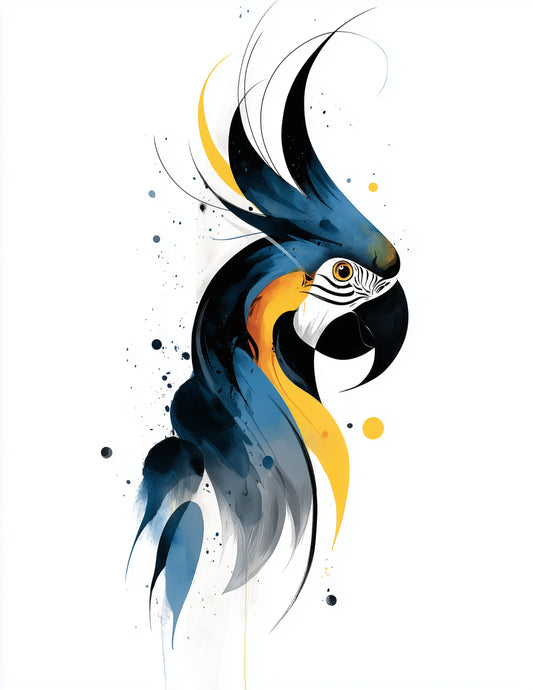 Parrot — Inkflow Art, Vibrant Palette Digital Wall Art, 3 Sizes Included, Living Room Decor