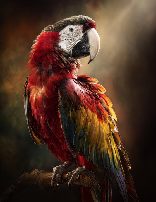 Parrot — Realistic Art, Warm Amber Digital Wall Art, 3 Sizes Included, Living Room Decor