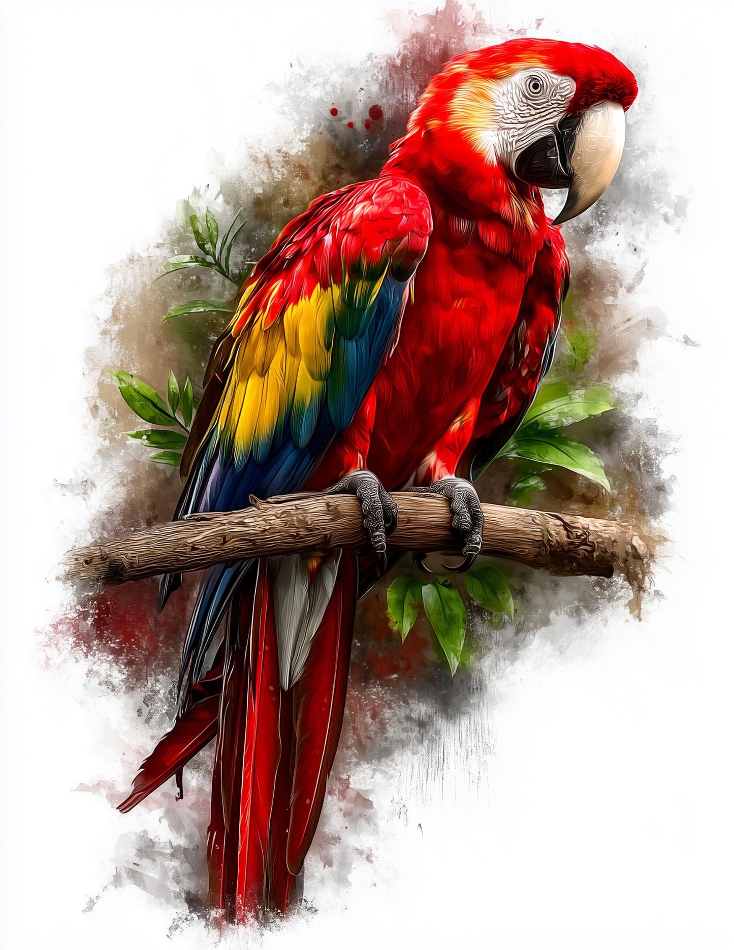 Parrot — Watercolor Art, Rainbow Flow Digital Wall Art, 3 Sizes Included, Living Room Decor
