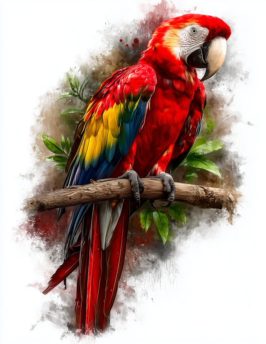 Parrot — Watercolor Art, Rainbow Flow Digital Wall Art, 3 Sizes Included, Living Room Decor